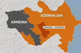 Map of Armenia, Azerbaijan, and the disputed territory, Nagorno-Karabakh/Artsakh
