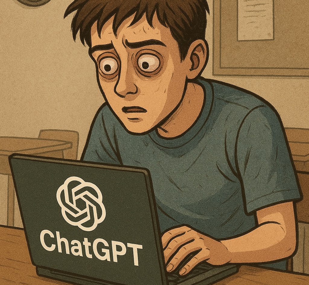student addicted to chatGPT, generated by chatGPT