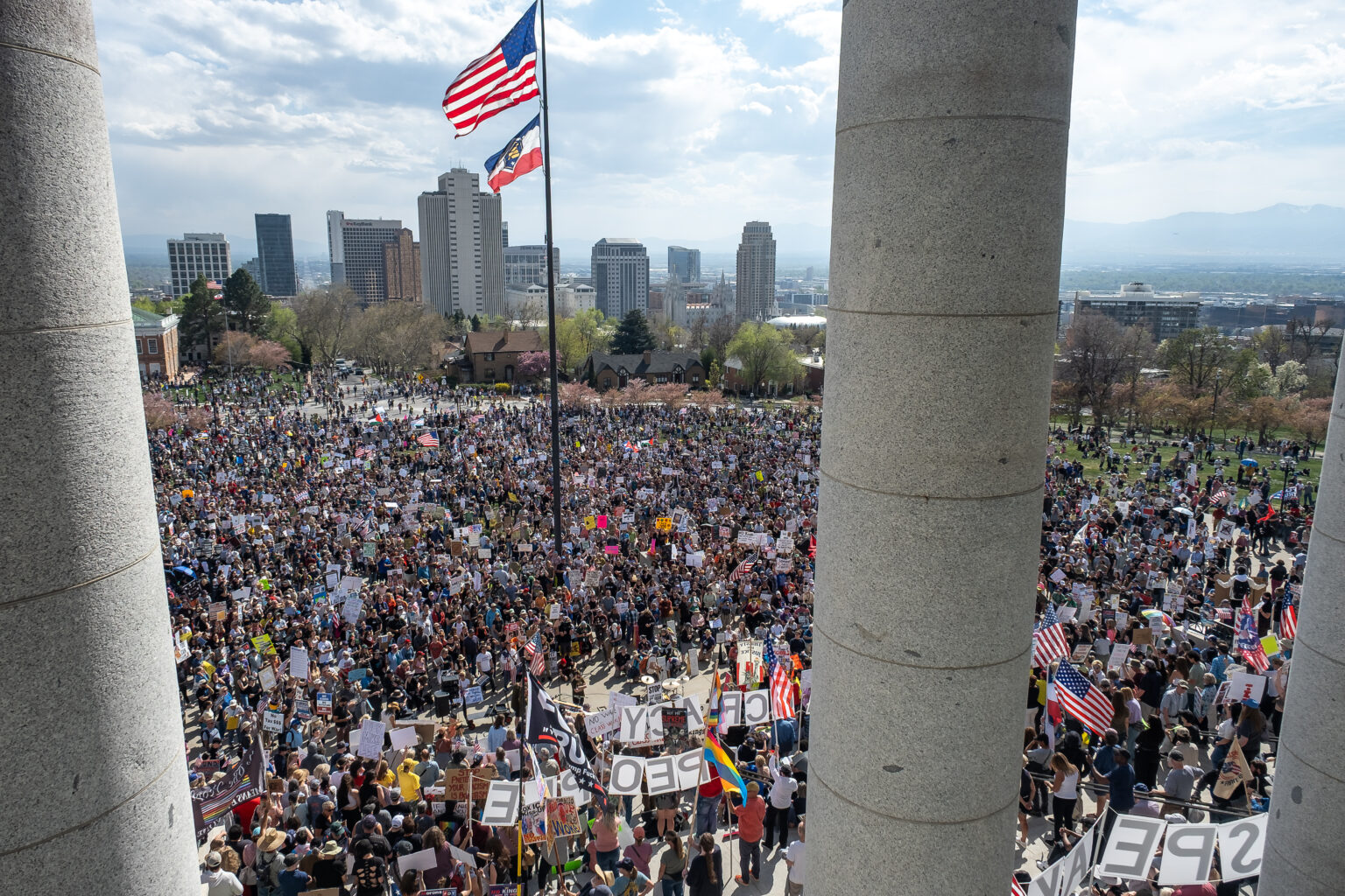 Thousands of protestors gathered outside the state capitol.